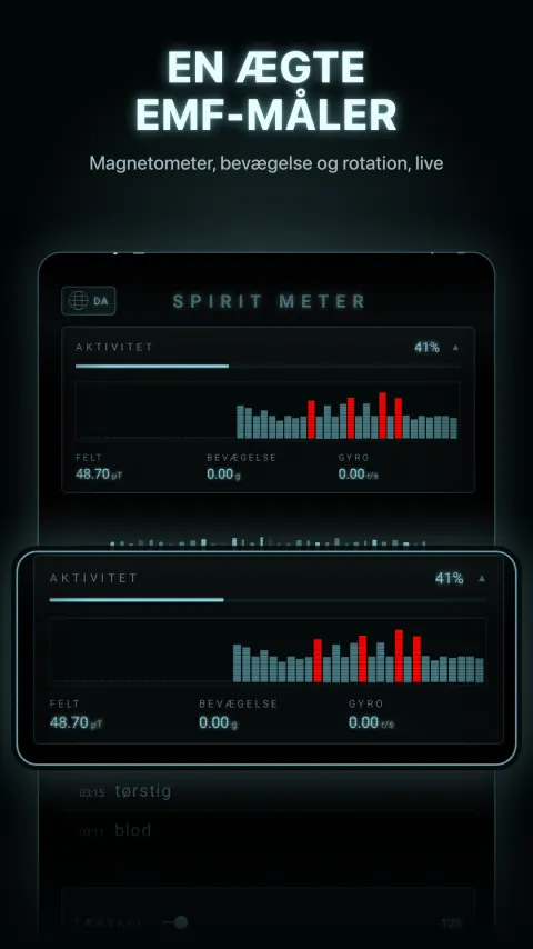 En ægte EMF-måler — Magnetometer, bevægelse og rotation, live