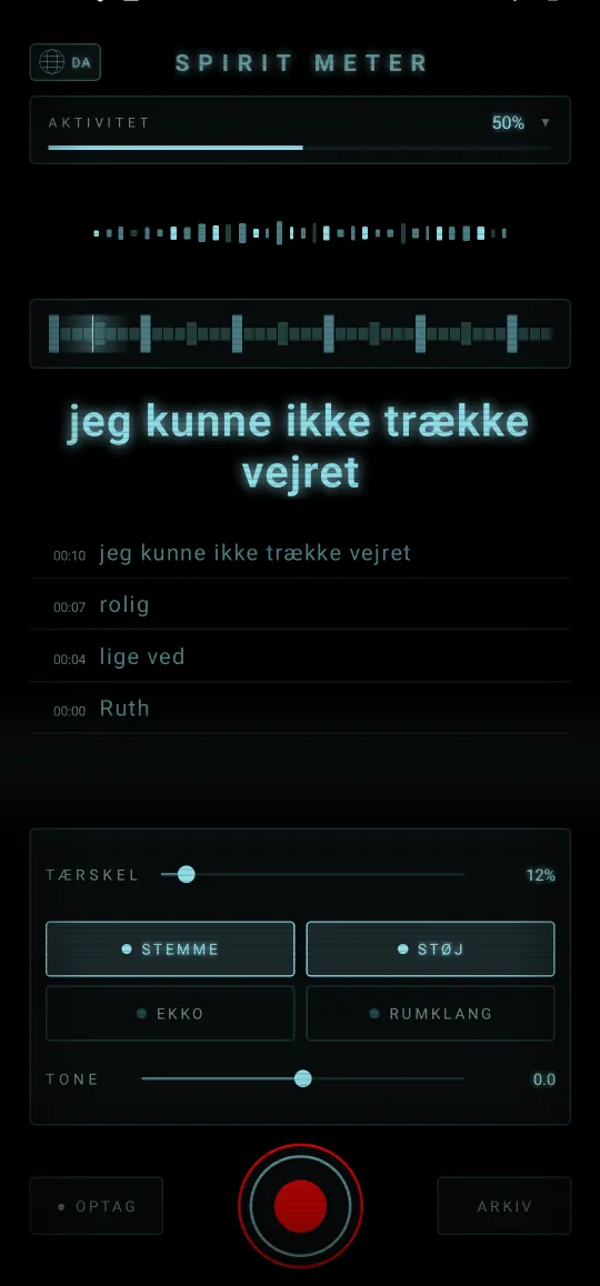 Spirit Meter: spøgelsesjagt — Tydelige ord, læst højt