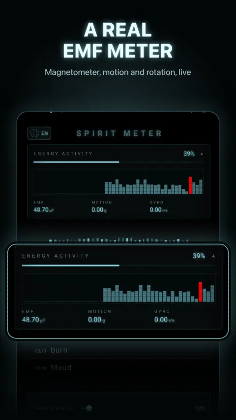 A real EMF meter — Magnetometer, motion and rotation, live