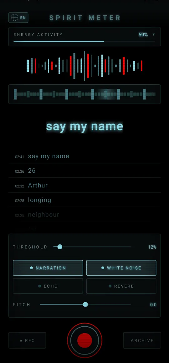 Spirit Meter: Ghost Detector — Clear words, spoken aloud