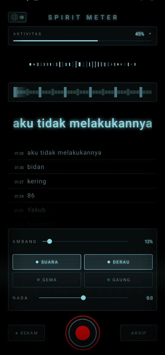 Spirit Meter: detektor hantu — Kata-kata jelas, dibacakan keras
