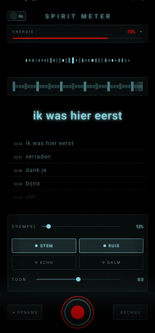 Spirit Meter: geestenjager — Heldere woorden, hardop