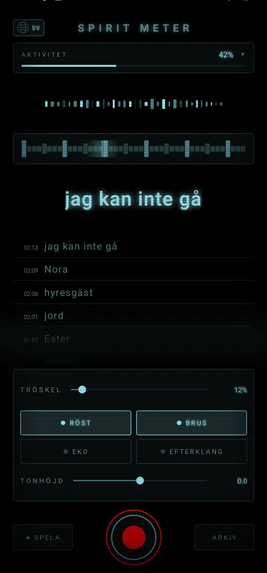 Spirit Meter: spökjakt — Tydliga ord, upplästa högt