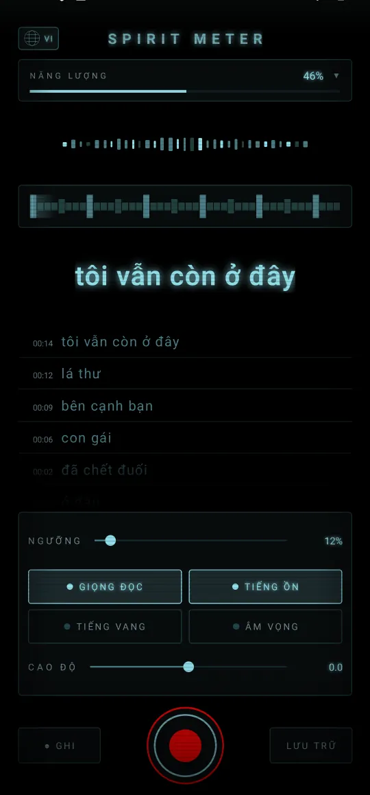 Spirit Meter: máy dò ma — Từ ngữ rõ ràng, đọc thành tiếng
